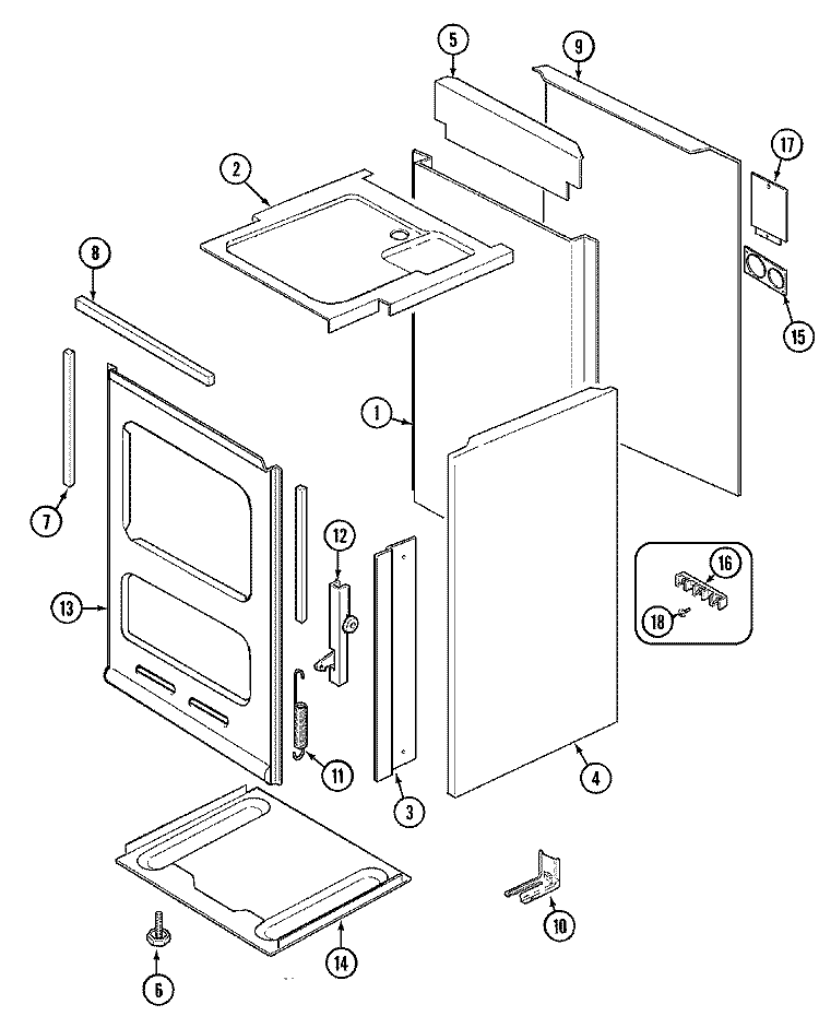 BODY Diagram and Parts List for 90138  Litton Range