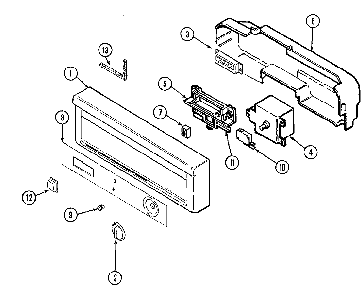 CONTROL PANEL Diagram and Parts List for DC4500B  Magic Chef Dishwasher