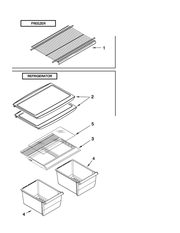 Shelf Parts Diagram and Parts List for A8TXEGFYB00  Amana Refrigerator