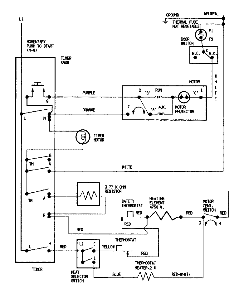 WIRING INFORMATION Diagram and Parts List for LDE1000ACE  Maytag Dryer
