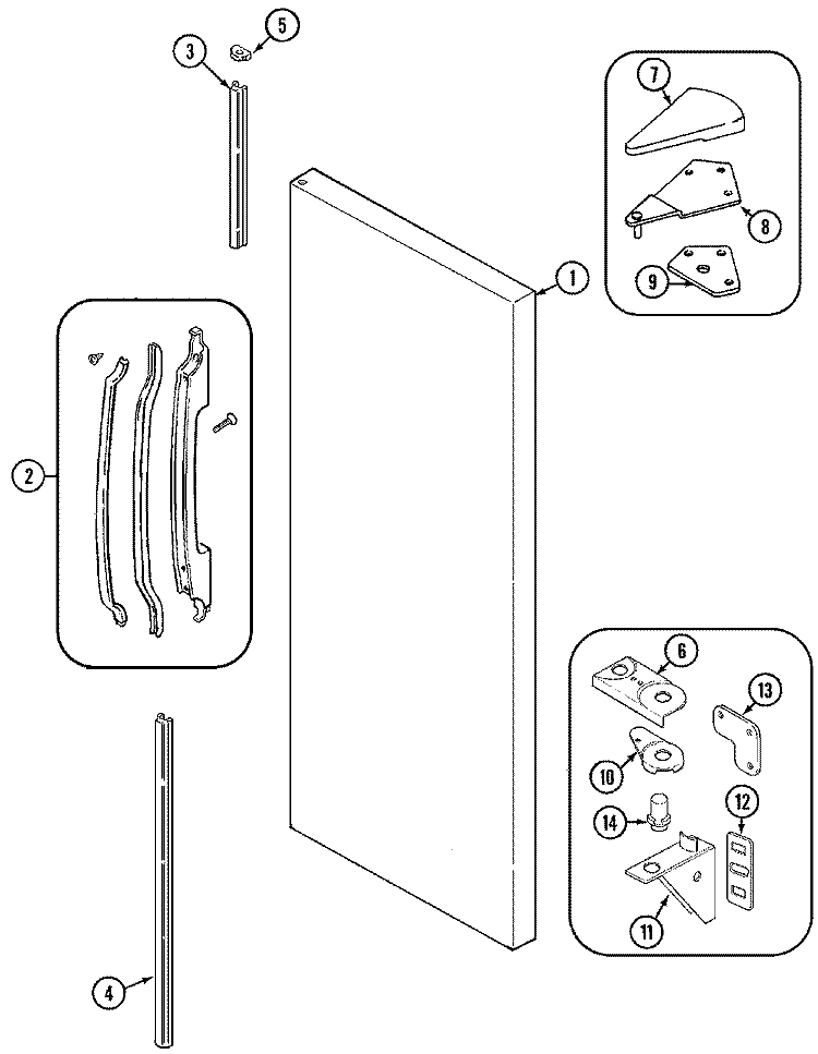 FRESH FOOD OUTER DOOR Diagram and Parts List for TRIS225FAW  International Refrigerator