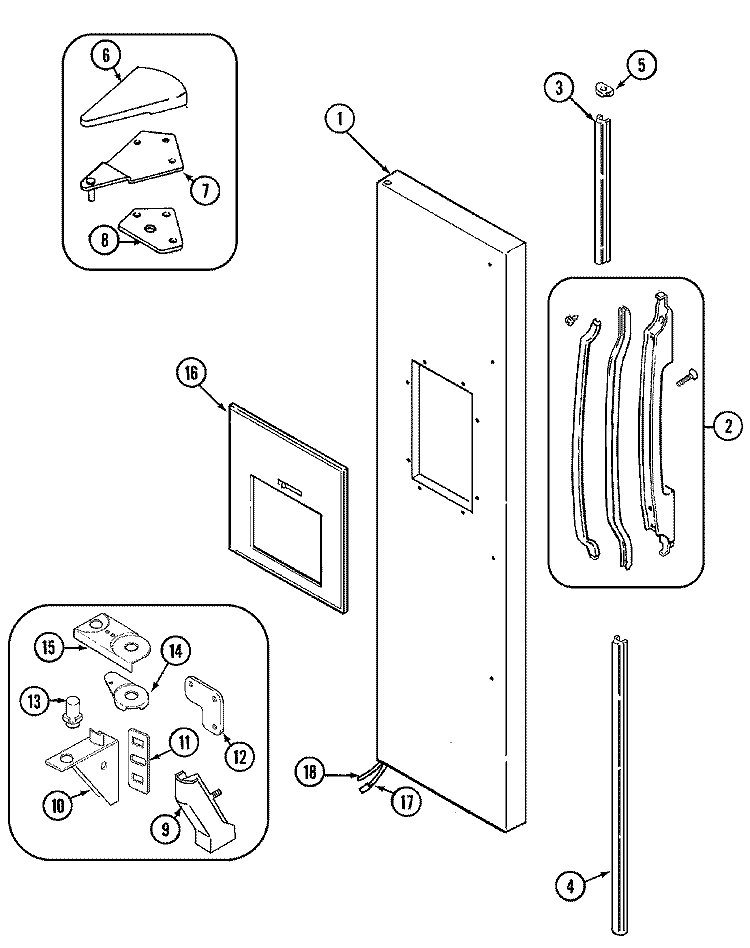 FREEZER OUTER DOOR Diagram and Parts List for TRIS225FAW  International Refrigerator