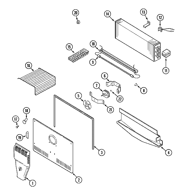 FREEZER COMPARTMENT Diagram and Parts List for ATB2112ARW  Admiral Refrigerator