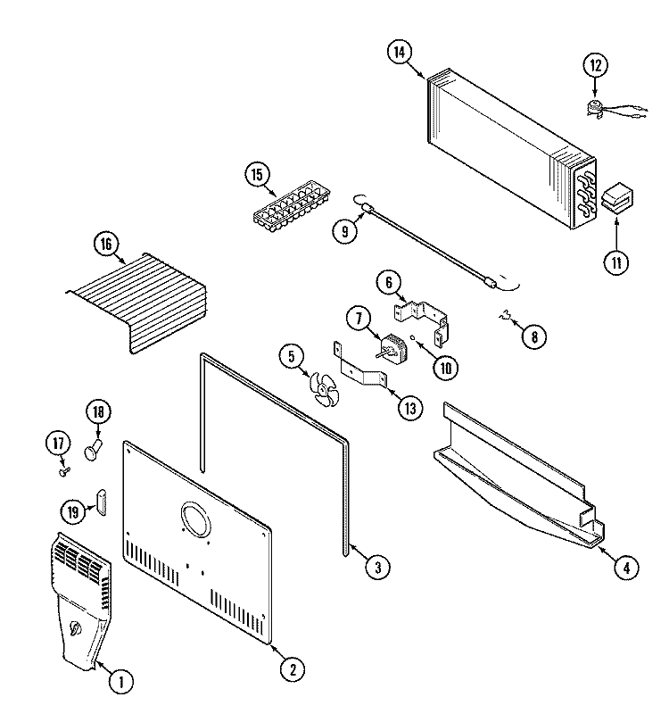 FREEZER COMPARTMENT Diagram and Parts List for CT15F4W  Crosley Refrigerator