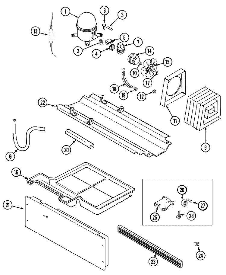 COMPRESSOR Diagram and Parts List for CT15A2LW  Crosley Refrigerator