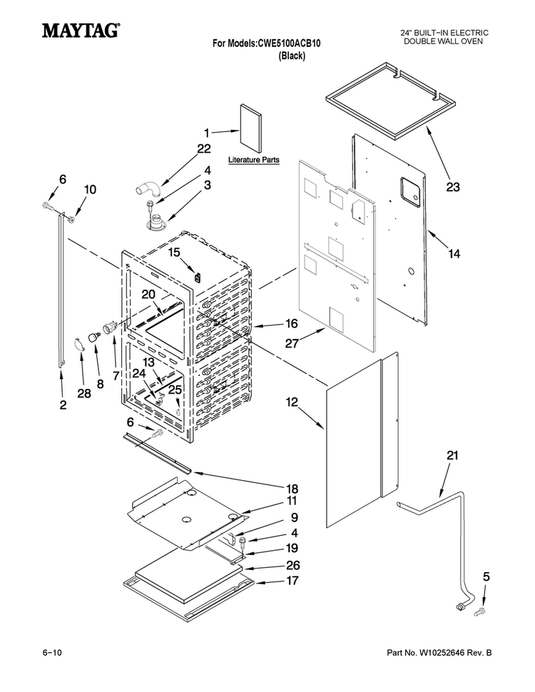 Oven Parts Diagram and Parts List for CWE5100ACB10  Maytag Wall Oven