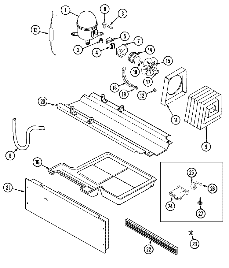 COMPRESSOR Diagram and Parts List for GT1713PXFQ  Crosley Refrigerator