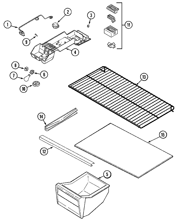 FRESH FOOD COMPARTMENT (BISQUE) Diagram and Parts List for CT15A2Q  Crosley Refrigerator