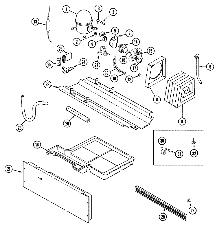COMPRESSOR Diagram and Parts List for GT1723NVDW  Maytag Refrigerator