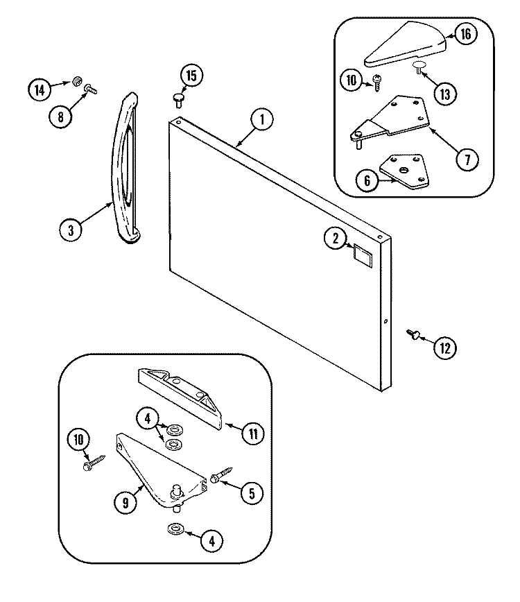 FREEZER OUTER DOOR Diagram and Parts List for GT1913PXFQ  Crosley Refrigerator