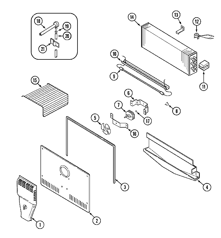 FREEZER COMPARTMENT Diagram and Parts List for CTF1921ARA  Magic Chef Refrigerator