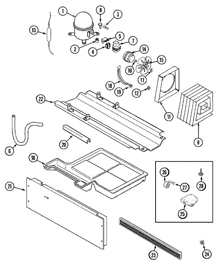 COMPRESSOR Diagram and Parts List for MTB1553ARA  Maytag Refrigerator