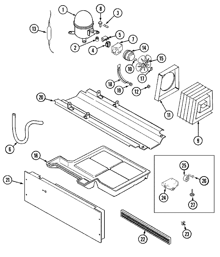 COMPRESSOR (BISQUE) Diagram and Parts List for GT1916PXCQ  Crosley Refrigerator