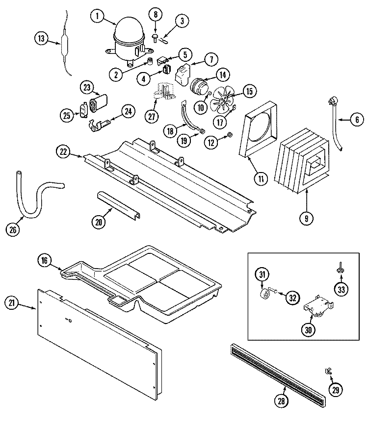 COMPRESSOR Diagram and Parts List for GT1924NDCA  Crosley Refrigerator
