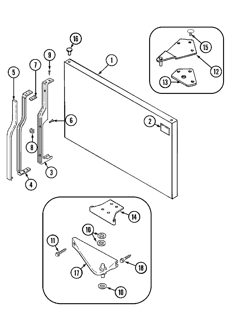 FREEZER OUTER DOOR Diagram and Parts List for GT1924NDCA  Crosley Refrigerator