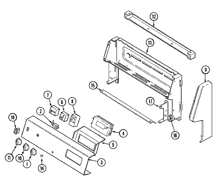 CONTROL PANEL Diagram and Parts List for GA3631XUWG  Maytag Range