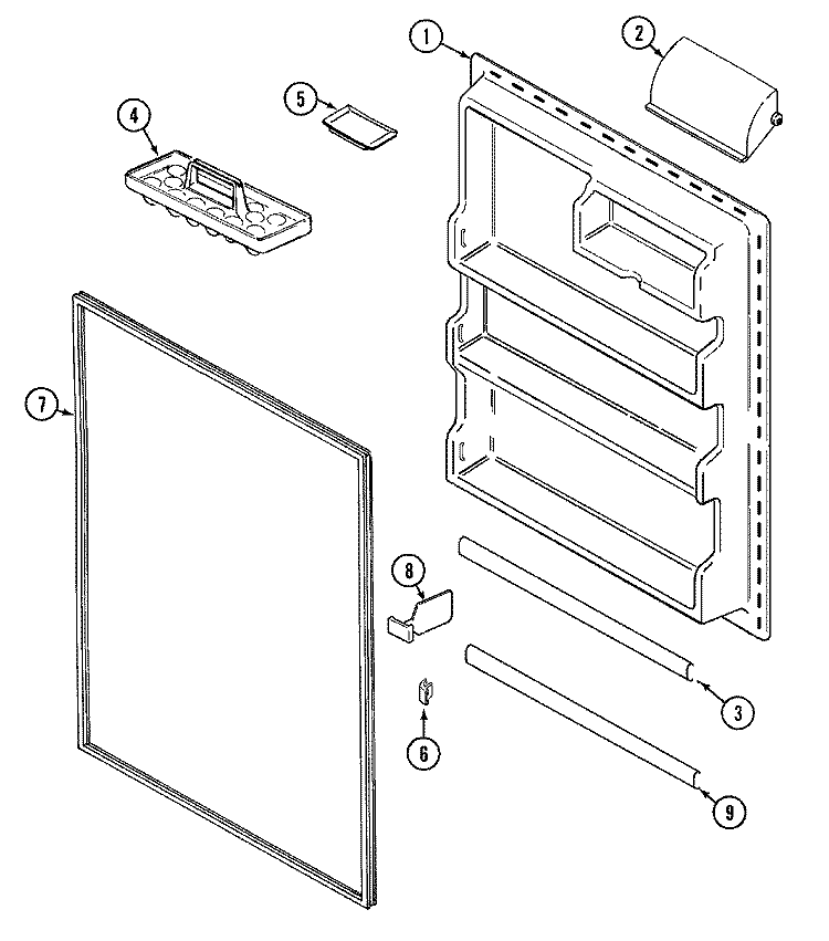 FRESH FOOD INNER DOOR Diagram and Parts List for GT1924NDCA  Crosley Refrigerator