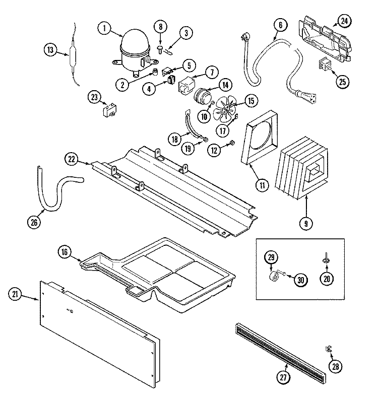 COMPRESSOR Diagram and Parts List for AT1521NDGW  Admiral Refrigerator