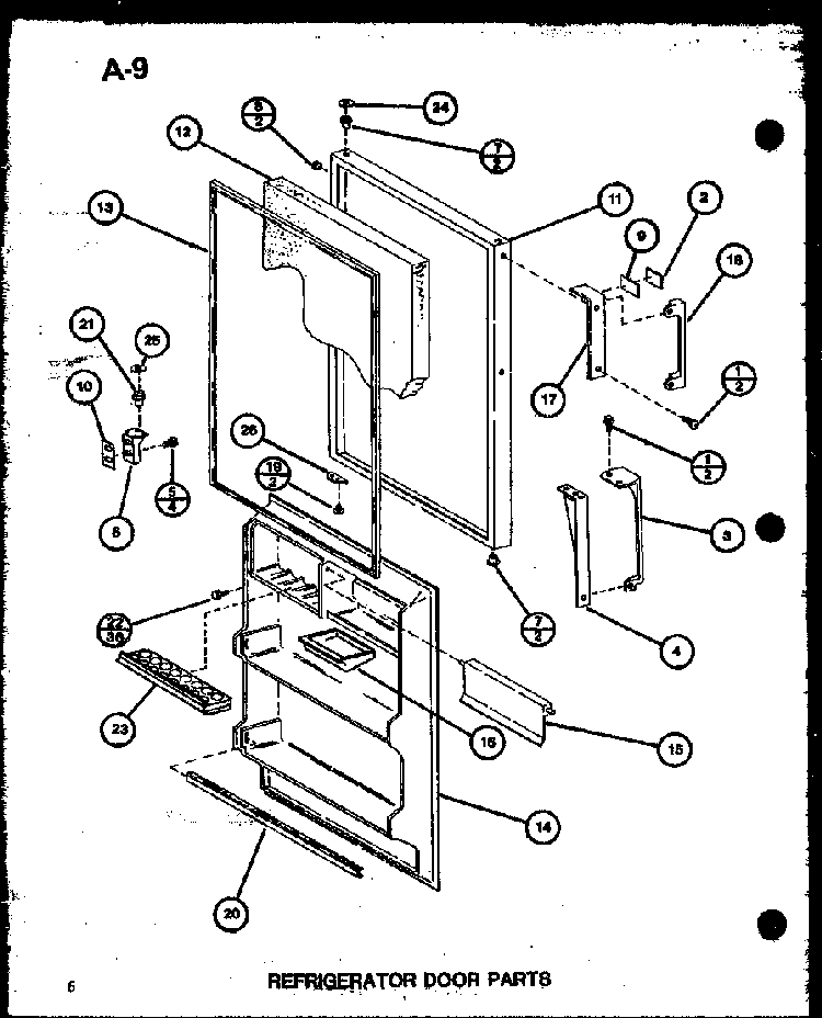 Refrigerator Door Parts Diagram and Parts List for TM16G-P75535-7W  Amana Refrigerator