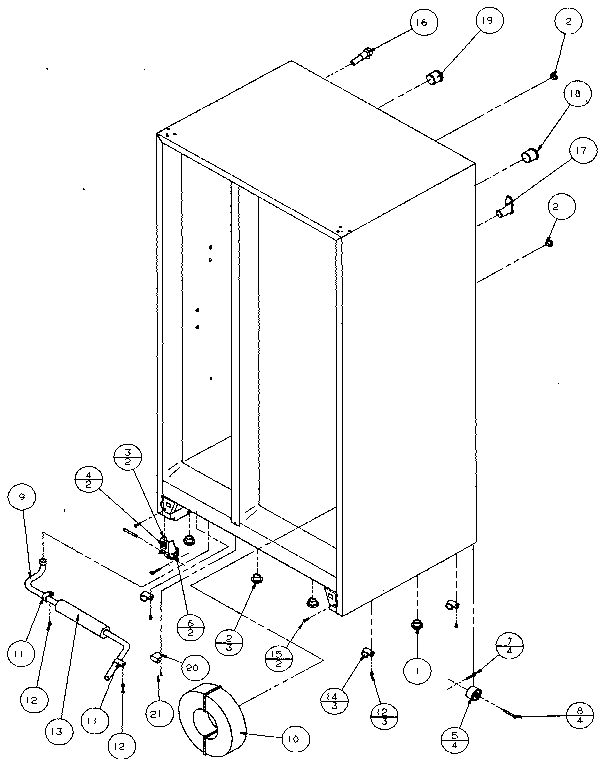 Drain And Rollers Diagram and Parts List for 36541-P1121701W  Amana Refrigerator