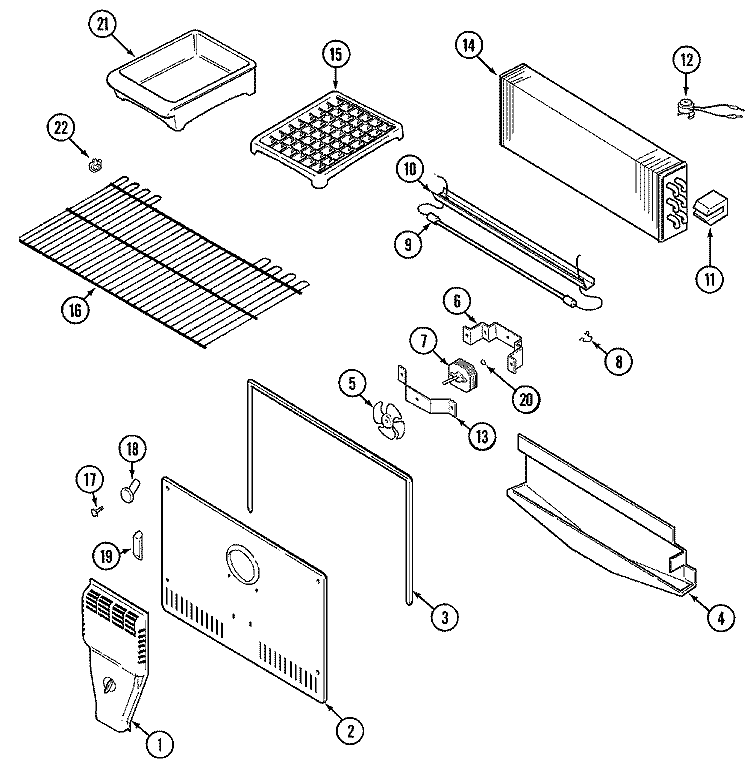 FREEZER COMPARTMENT Diagram and Parts List for GT2126PIEW  Amana Refrigerator