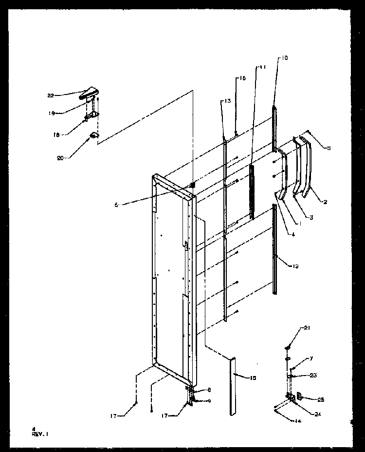Freezer Door Hinge And Trim Parts Diagram and Parts List for SZ25NE-P1162702WE  Amana Refrigerator