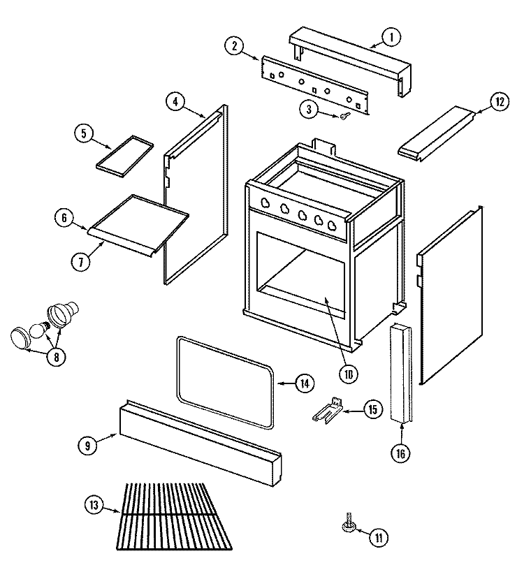 BODY Diagram and Parts List for PRG3601P  Jenn-Air Range