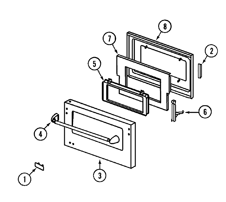 DOOR Diagram and Parts List for PRG3601P  Jenn-Air Range