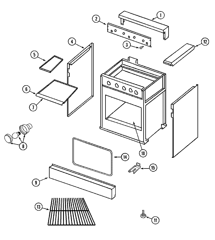 BODY Diagram and Parts List for PRG3000P  Jenn-Air Range