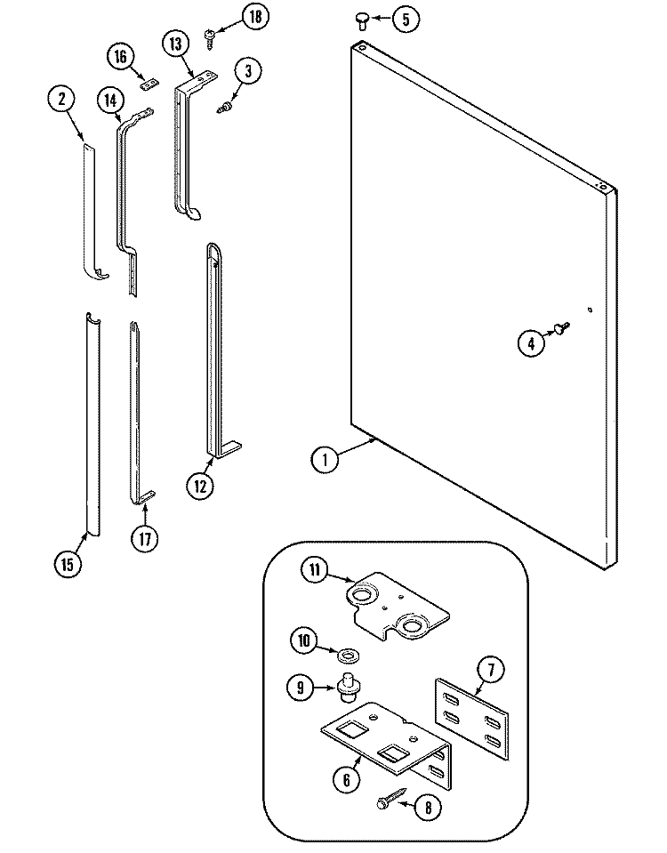 FRESH FOOD OUTER DOOR Diagram and Parts List for MTB2156BEA  Maytag Refrigerator
