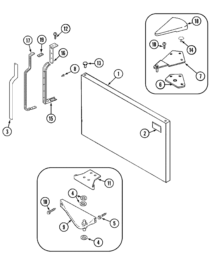 FREEZER OUTER DOOR Diagram and Parts List for GT2428PVCW  Maytag Refrigerator