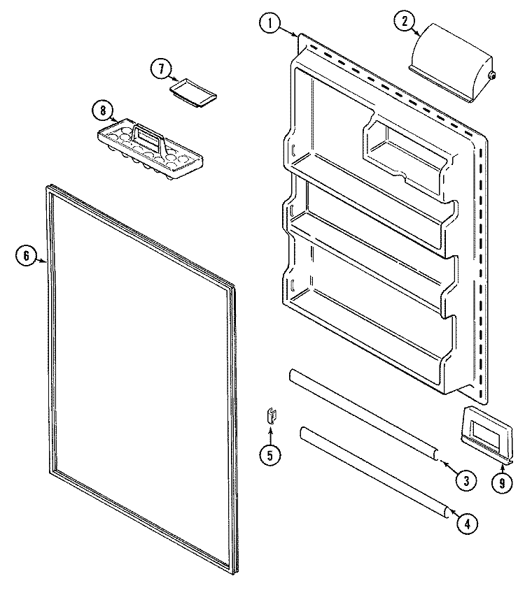 FRESH FOOD INNER DOOR Diagram and Parts List for CT21G7B  Crosley Refrigerator