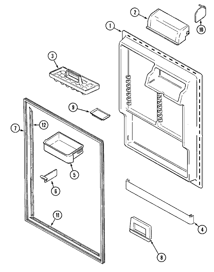 FRESH FOOD INNER DOOR Diagram and Parts List for GT1928PACW  Maytag Refrigerator