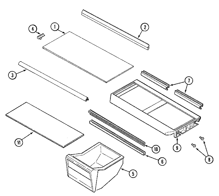 SHELVES & ACCESSORIES Diagram and Parts List for CT17A3A  Crosley Refrigerator