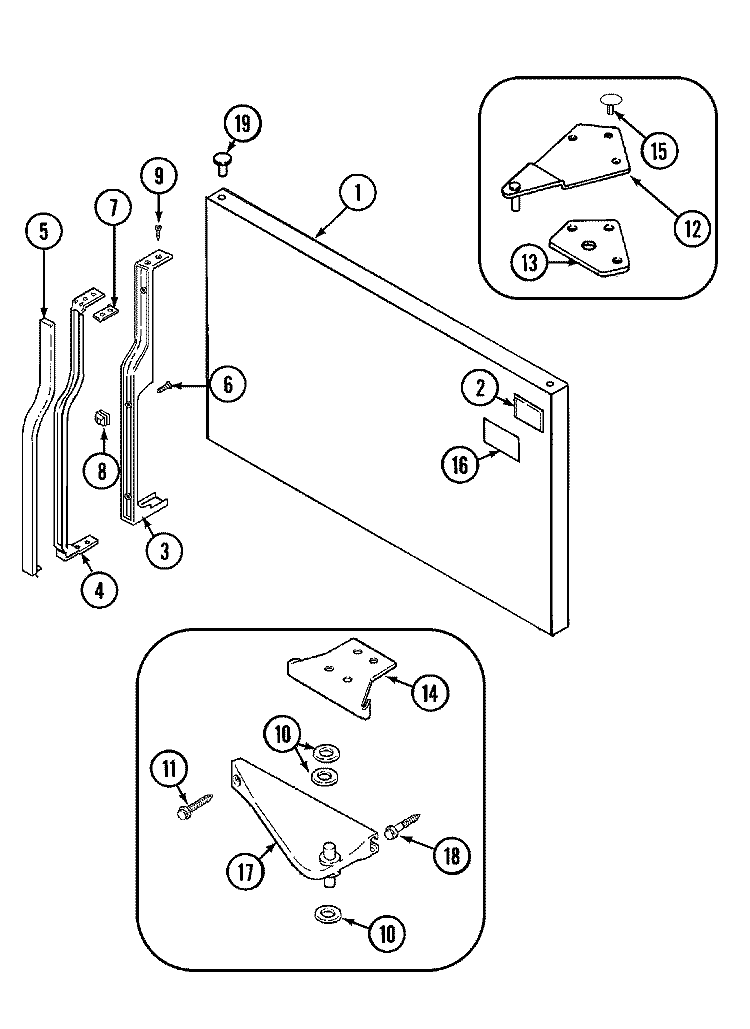 FREEZER OUTER DOOR Diagram and Parts List for CT19A6FA  Crosley Refrigerator