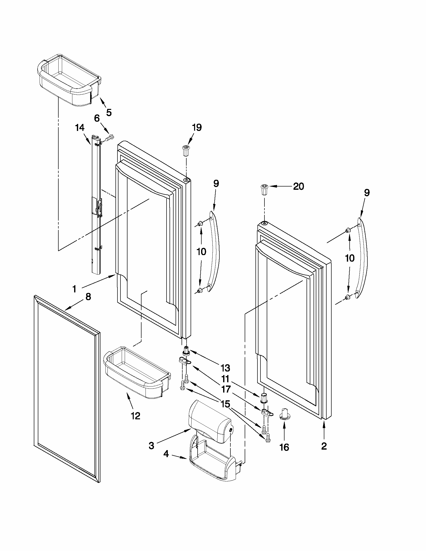 Refrigerator Door Parts Diagram and Parts List for G32027WEKB4  Maytag Refrigerator