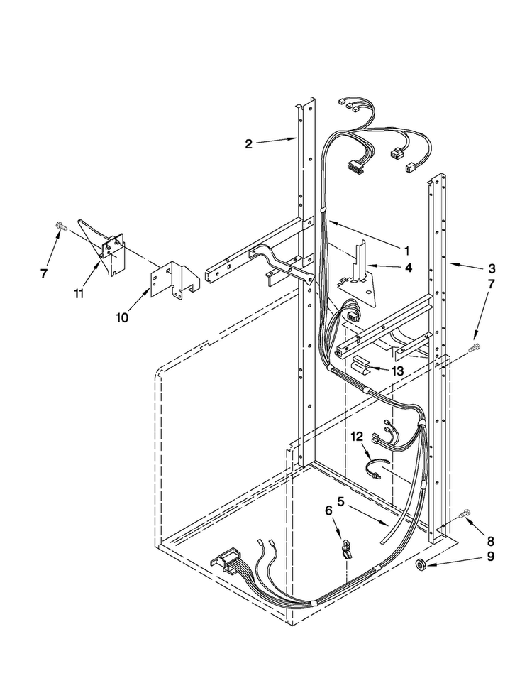Dryer Support And Washer Harness Parts Diagram and Parts List for MGT3800XW0  Maytag Washer Dryer Combo