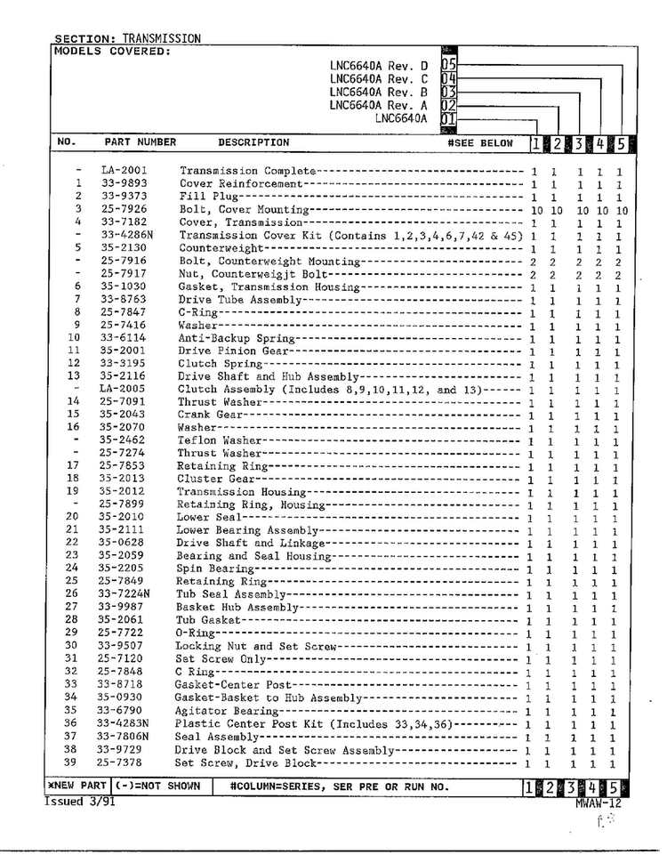 Transmission Page 2 Diagram and Parts List for 6640A  Norge Washer