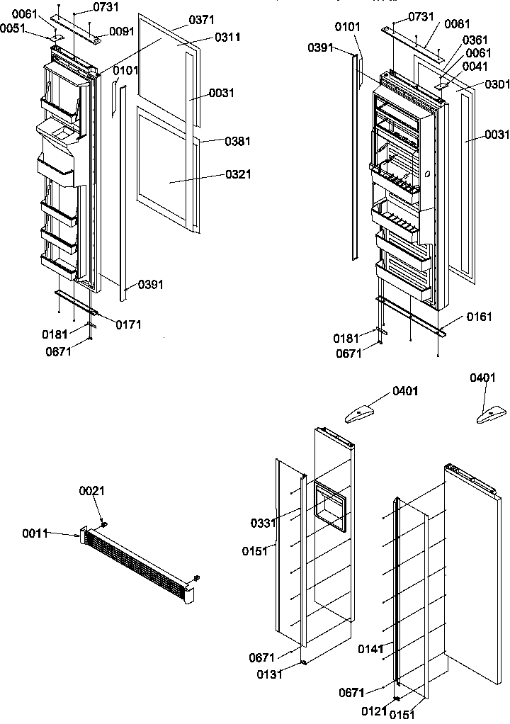Handles, Trim, And Toe Grille Kits Diagram and Parts List for SBDX520TW-P1313202WW  Amana Refrigerator