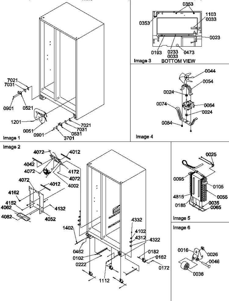 Drain System, Rollers, And Evaporator Assy Diagram and Parts List for SXD520TW-P1310001WW  Amana Refrigerator