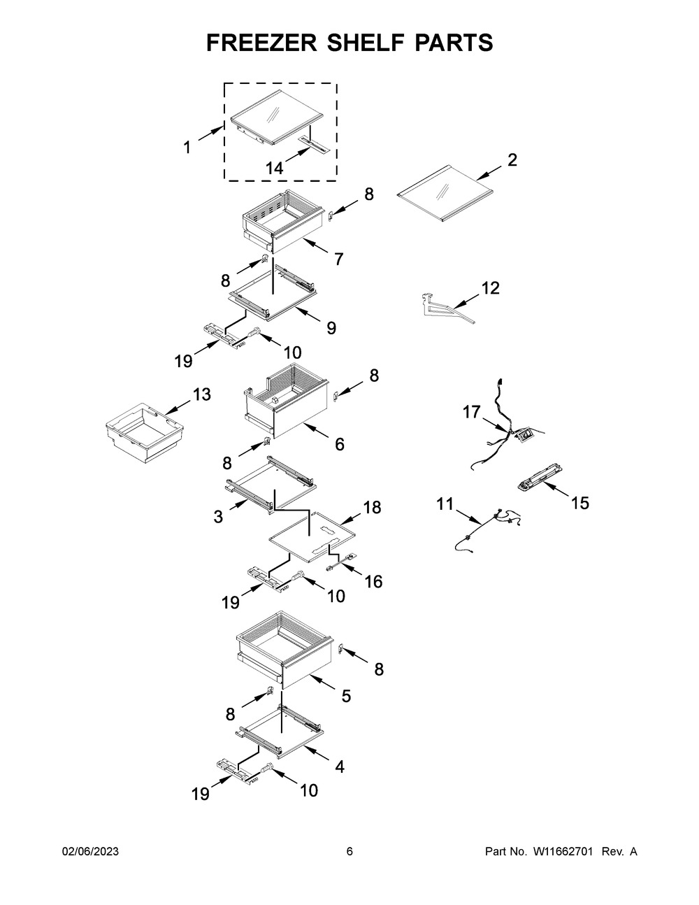 Freezer Shelf Parts Diagram and Parts List for JBZFR18IGX10  Jenn-Air Freezer