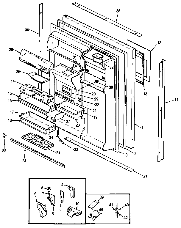 Fresh Food Door Diagram and Parts List for JRTD226LB-MBJ84B  Jenn-Air Refrigerator