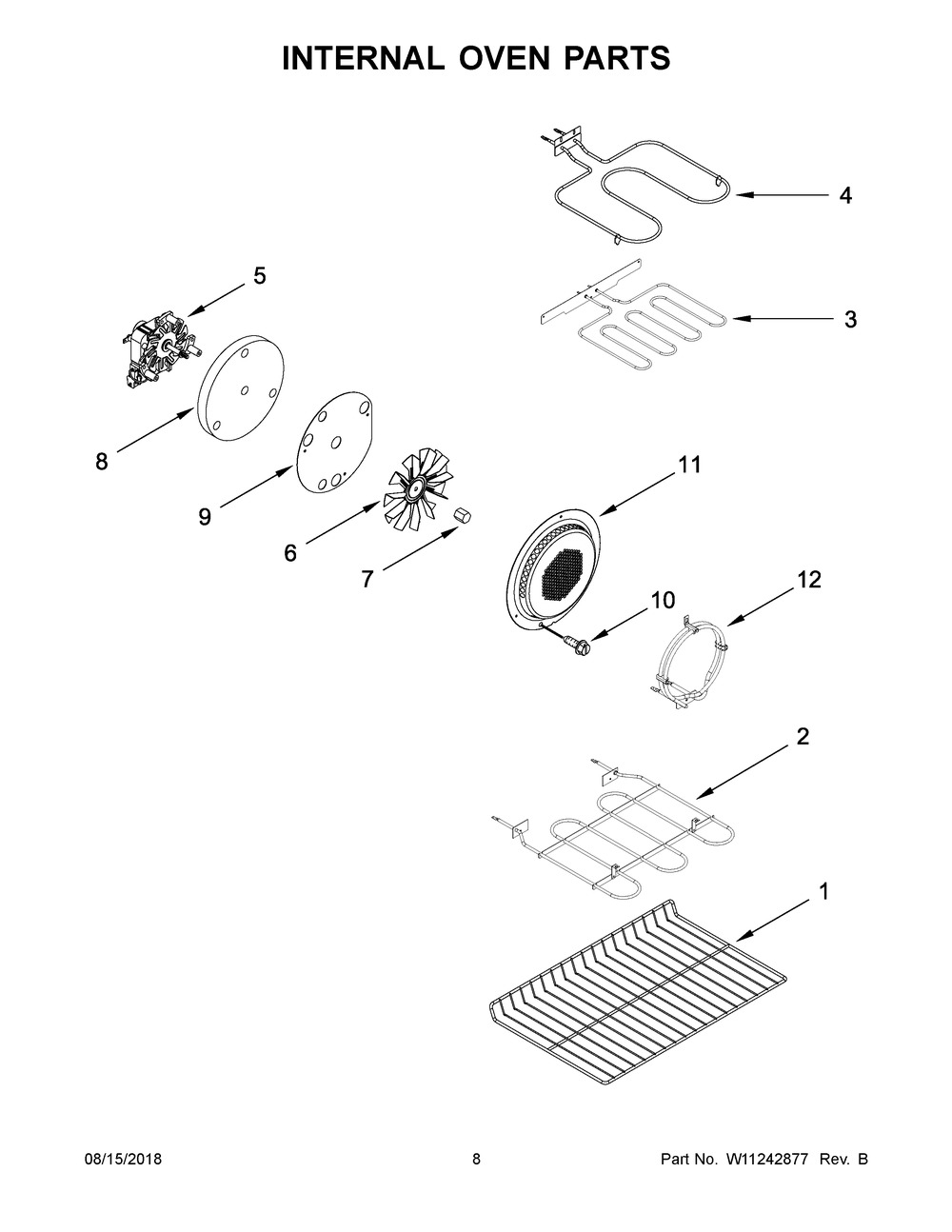 Internal Oven Parts Diagram and Parts List for MET8800FZ01  Maytag Range