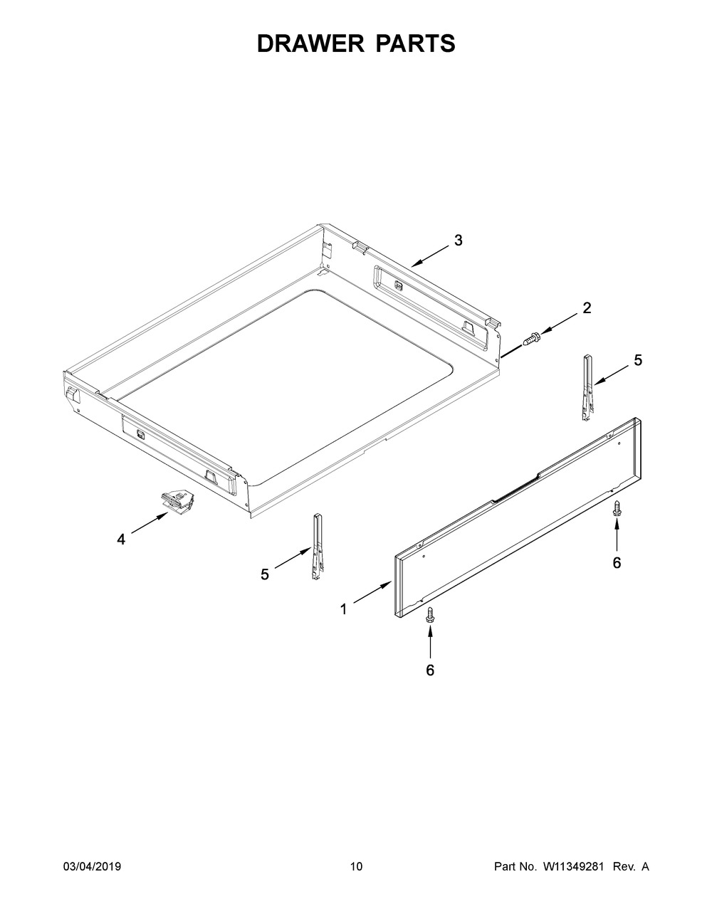Drawer Parts Diagram and Parts List for YMER6600FZ2  Maytag Range