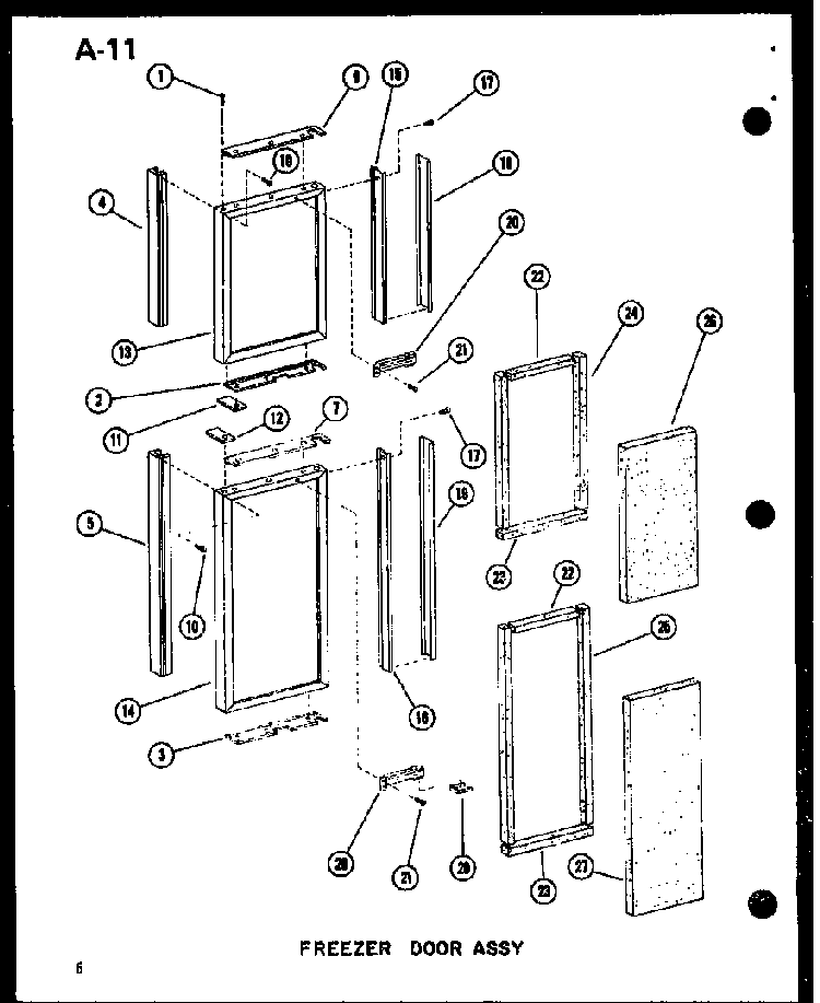 Freezer Door Assy Diagram and Parts List for SRI19W-P60350-36W  Amana Refrigerator