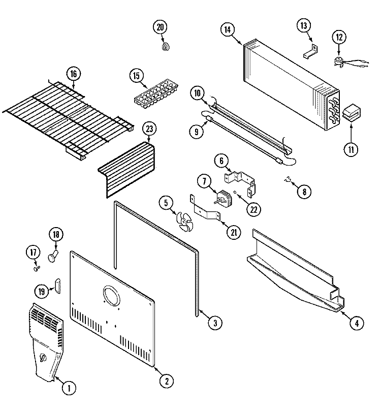 FREEZER COMPARTMENT Diagram and Parts List for CT21A5W  Crosley Refrigerator