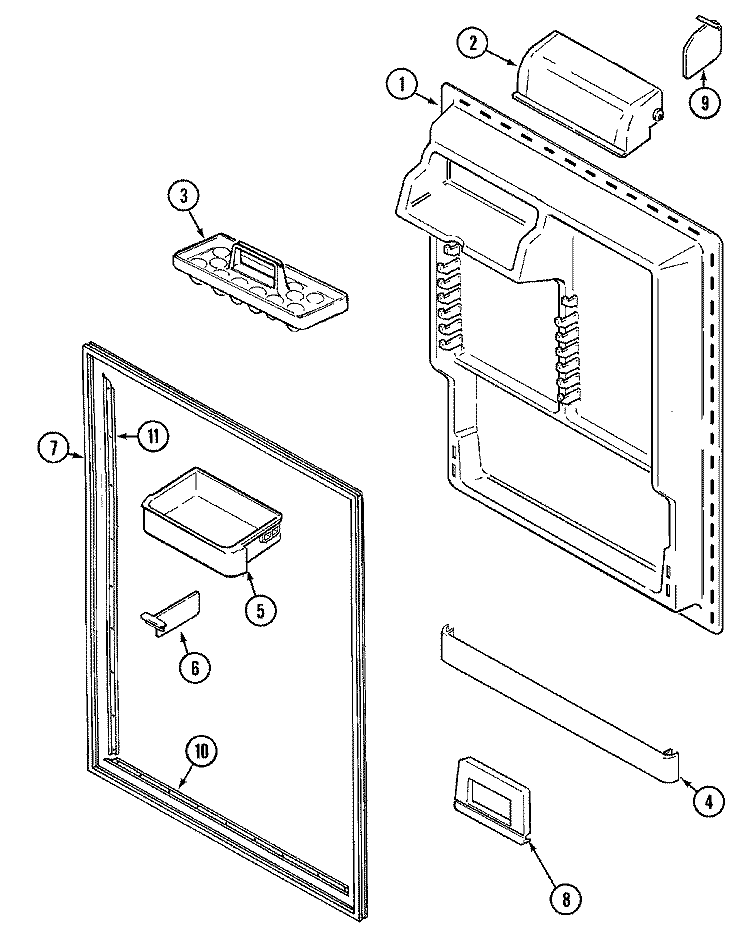 FRESH FOOD INNER DOOR Diagram and Parts List for MTB1956BEW  Maytag Refrigerator