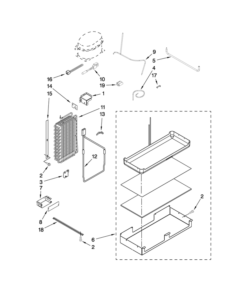 Lower Unit And Tube Parts Diagram and Parts List for JS48CXDBDB01  Jenn-Air Refrigerator