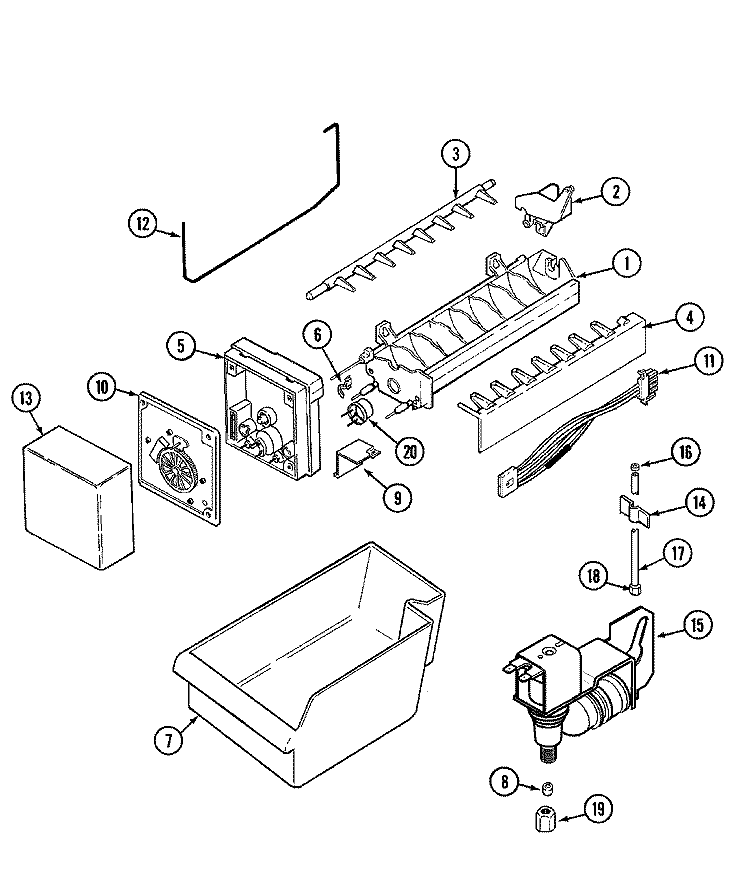ICE MAKER (BISQUE) Diagram and Parts List for CT21A6FQ  Crosley Refrigerator