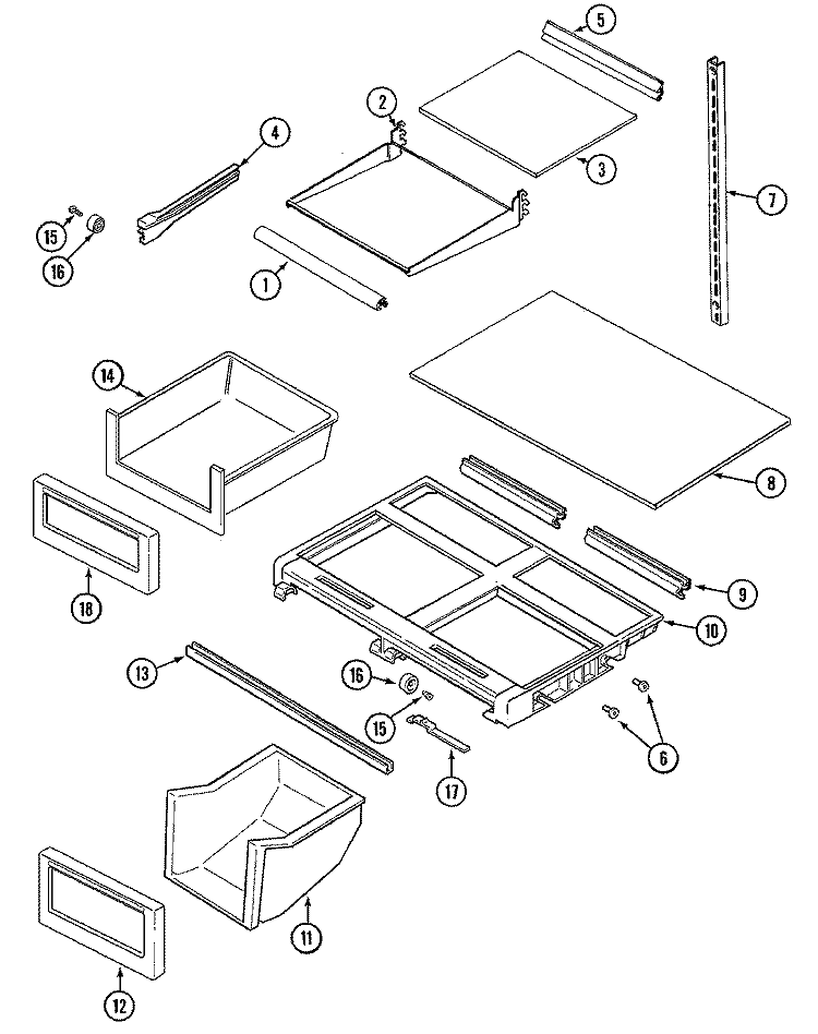 SHELVES & ACCESSORIES Diagram and Parts List for JTB2186ARW  Jenn-Air Refrigerator